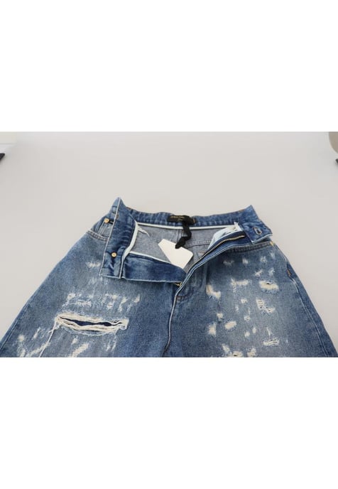 Dolce & Gabbana Dames Blauwe Gewassen Katoenen Versleten Denim Jeans - Image 4
