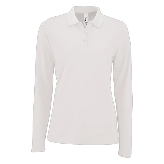 SOLS Dames/Dames Perfect Pique Poloshirt met Lange Mouwen (Wit) - Image 1