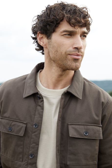 Chocolate 'Grande' Check Lined Cotton Shacket
