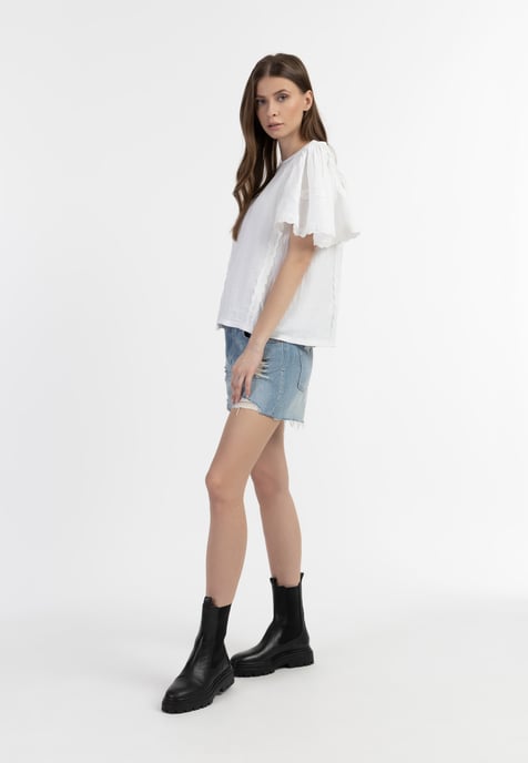 Dreimaster Blouseshirt met kant Dames wit - Image 2