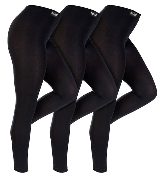 THMO - 3 Paar Dames Thermoleggings Winter | Warme Voetloze Panty's voor Vrouwen - Zwart - Image 1