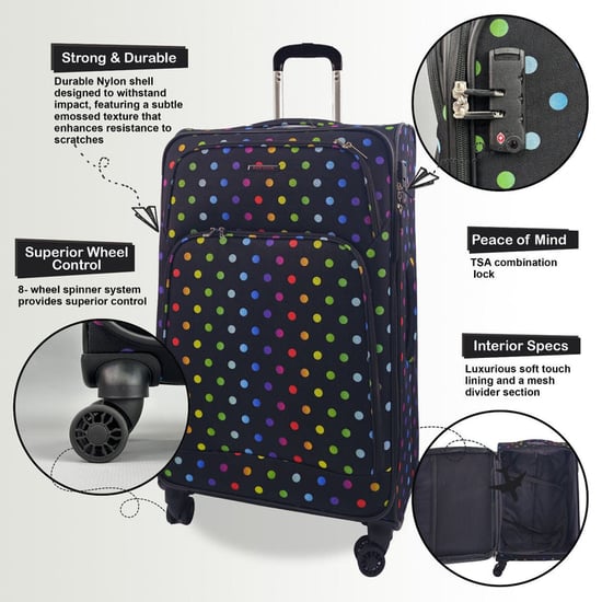 Lightweight Print 8 Wheel Luggage Travel Soft Suitcases