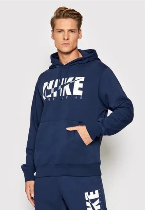 Nike Heren Sportswear Fleece Hoodie in Navy - Image 1
