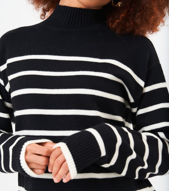 Oversized tuniekjurk met hoge hals en strepen - Image 2