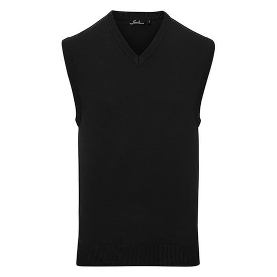 Premier Heren gebreid mouwloos sweatvest (Zwart) - Image 1