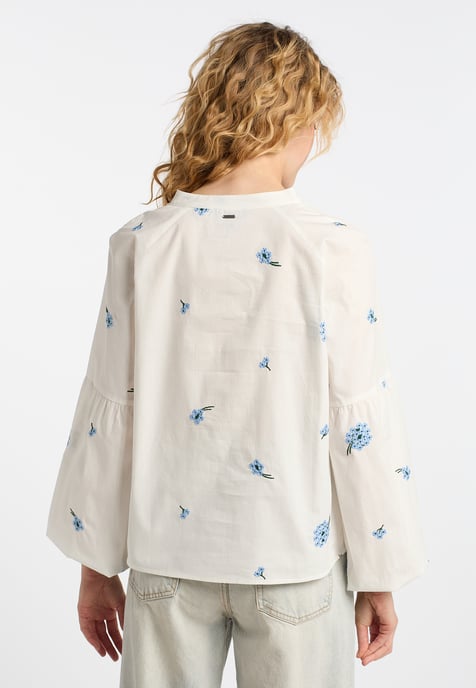 Dreimaster Tuniek Dames Wol Wit Blauw - Image 4