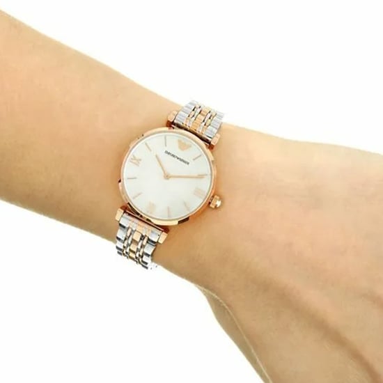 Emporio Armani AR1683 Gianni T-Bar Two Tone Ladies Watch