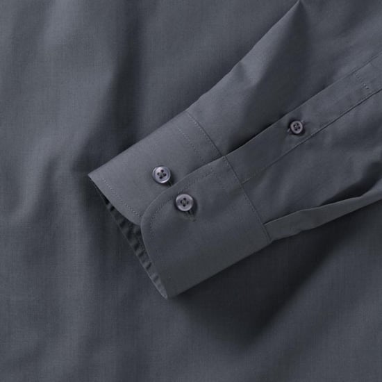 Russell Collectie Heren Lange Mouw Poly-Katoen Gemakkelijke Verzorging op maat gemaakt Poplin Shirt (Konvooi Grijs) - Image 6