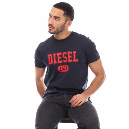 Heren Diesel T-Diegor 1-A T-Shirt in Navy - Image 4