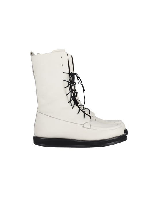 The Row Patty Lace-Up Combat Boots in White Leather - Image 1