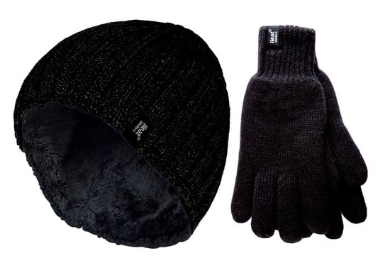 Mens Thermal Hat & Glove Set for Winter | Heat Holders | Fleece Lined - Black