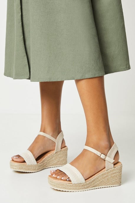 Rene Woven Front Medium Wedge Sandals