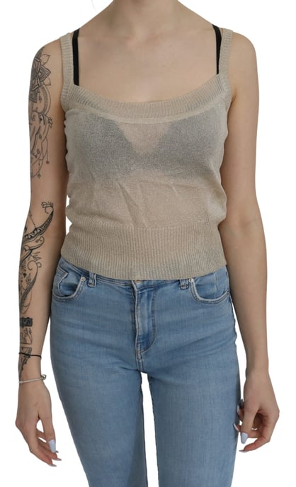 BYBLOS Beige Mouwloze Tankdoorzichtige Top - Image 1