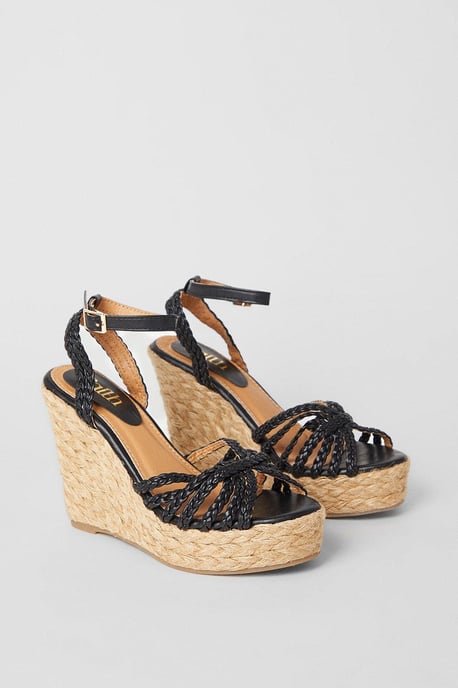 Faith: Helena Plaited High Espadrille Covered Wedges
