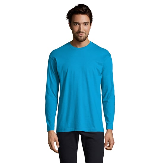 SOLS Heren Monarch T-shirt met lange mouwen (Aqua) - Image 1