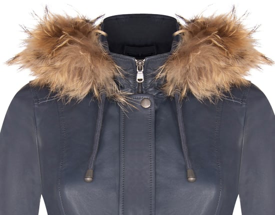 Warm women's leather parka jacket with hood - Northwich