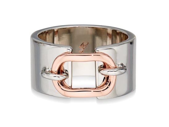 Fiorelli Fashion Rose Gold & Imitation Rhodium Plate Loop & Band Ring Size L