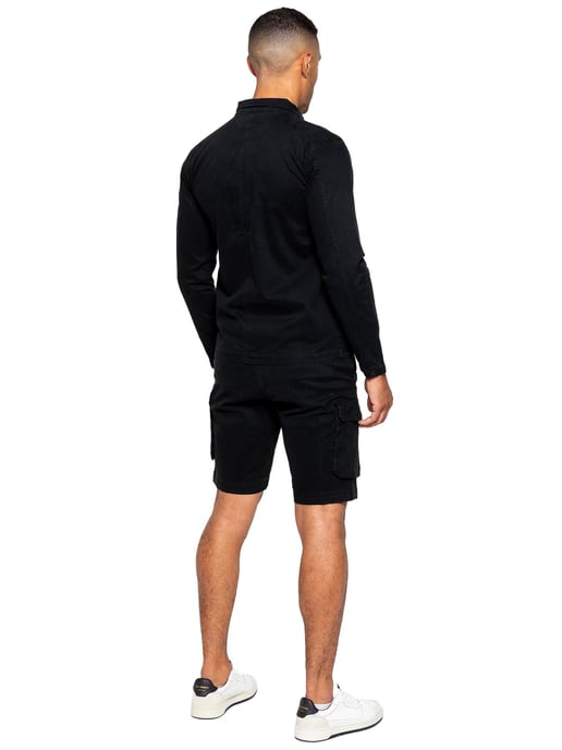 Enzo | Heren Cargo Trainingspak Met Korte Broek Set - Zwart - Image 3