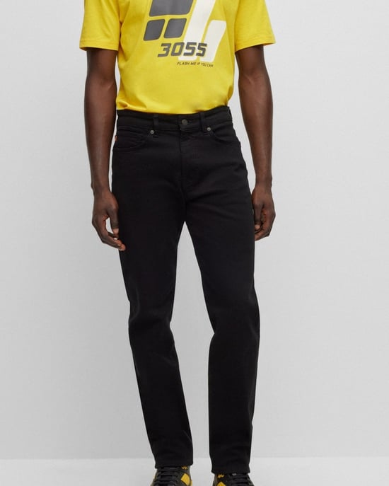 BOSS Orange Re.Maine Heren Regular Fit Jeans in Stay-Zwart Comfort Stretch Denim - Image 1