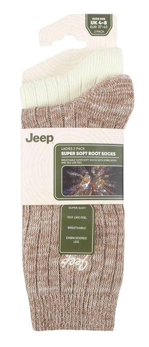 Dames Wandelsokken | Jeep | 2-Pack Hoge Prestaties Polyester Hardloopsokken - Taupe / Crème - Image 2
