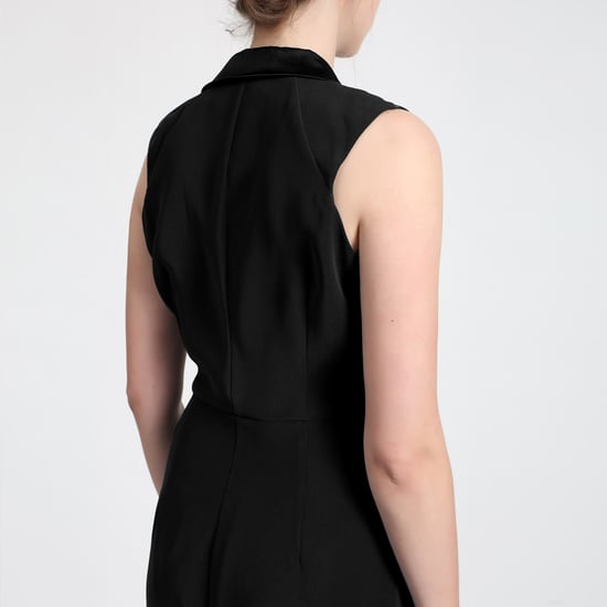 Tailor wrap effect dress with topstitched collar