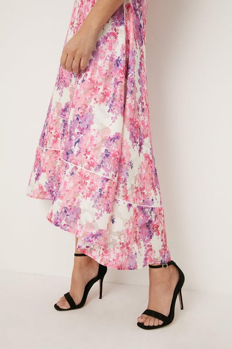 Petite Floral Printed Jacquard Midi Dress