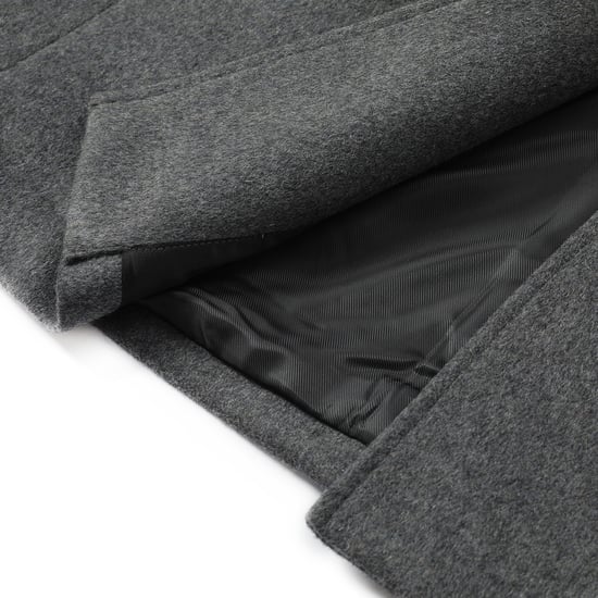 Heren Knielange Winter Wollen Jas Slim Fit Omslagkraag Zakelijke Jassen Grijs - Image 6