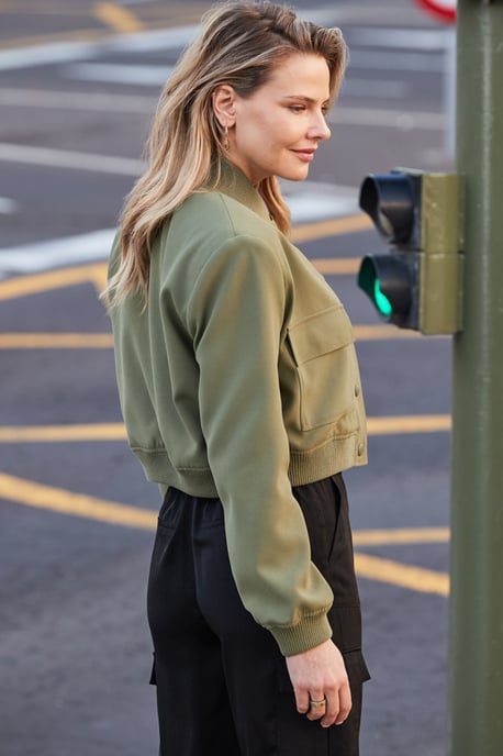 Khaki Green Utility Bomber Jacket