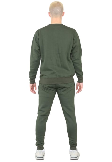 MYT Heren trainingspak met ronde hals en geborduurd logo in kaki - Image 2