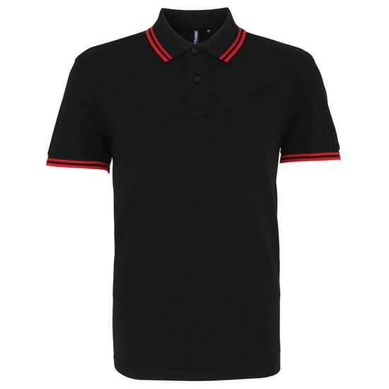 Asquith & Fox Heren Klassiek Fit getipt Poloshirt (Zwart / Rood) - Image 1