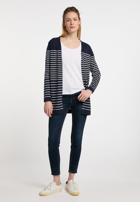 Dreimaster Vest Dames marine wol wit - Image 4