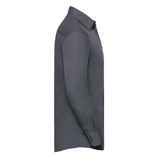 Russell Collection Heren Poplin Getailleerd Overhemd met Lange Mouwen (Konvooi Grijs) - Image 3