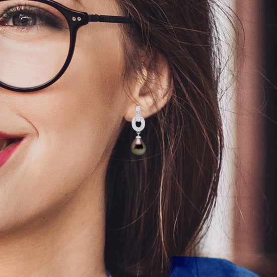 Hanging Earrings Real Cultured Tahiti Pearls 8-9 mm