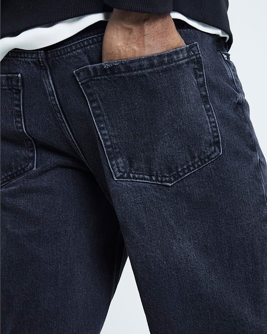 River Island Mens Loose Fit Jeans Washed Black