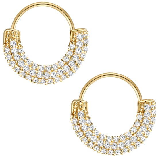 Hoop earring sterling silver yellow gold zirconia white Glanzstücke München - Image 3