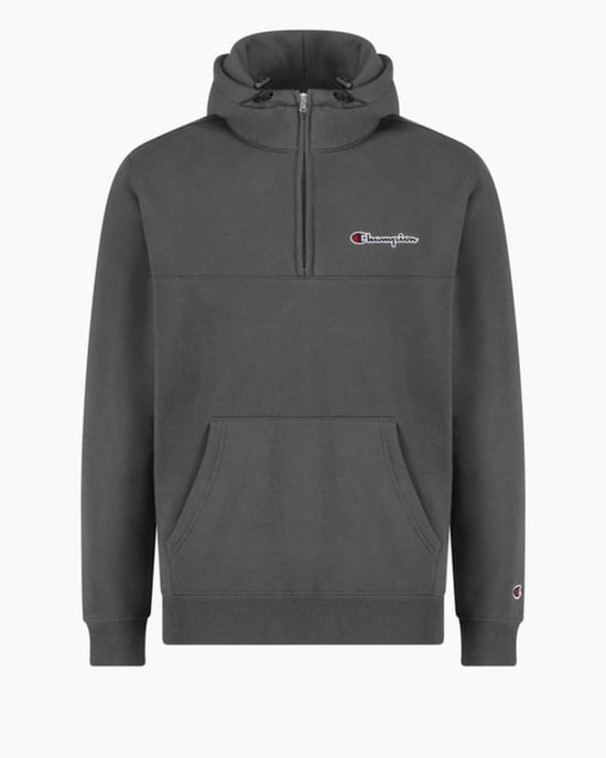 Champion Half Zip Hooded Sweatshirt in Grey