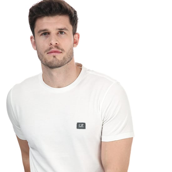 Men's C.P. Company Small Stitch Block Logo T-Shirt in Beige