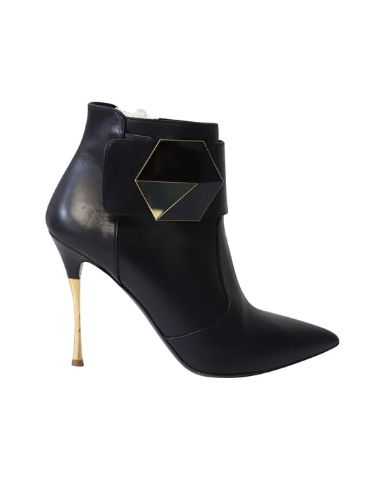 Nicholas Kirkwood Hexagon Enkelboots in Zwart Leer - Image 1