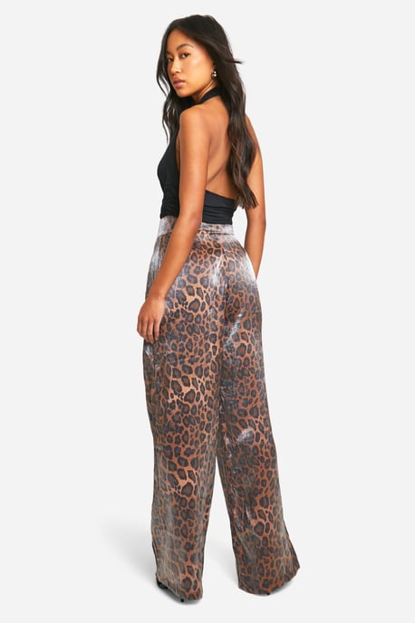 High Waisted Leopard Straight Leg Trouser