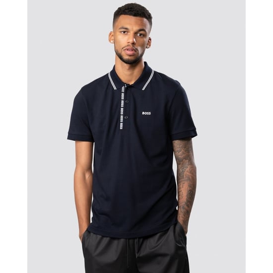 BOSS Green Paule 4 Logo Tape Placket Mens Polo Shirt