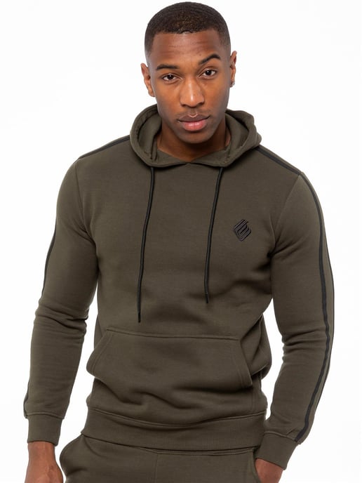 Enzo | Heren Pullover Tape Hoodie Tracksuit Set - Khaki - Image 3