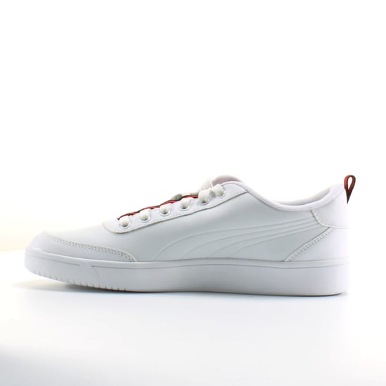 Puma Court Breaker Flag White Leather Mens Lace Up Trainers 366817 01