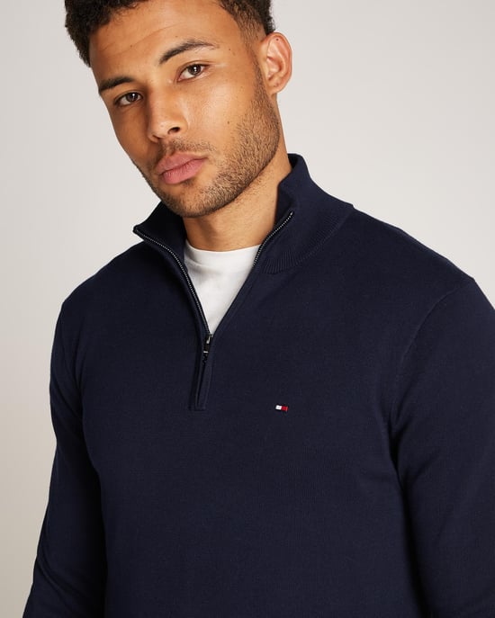 Tommy Hilfiger Essential Cotton Mens Half Zip Mock Sweatshirt