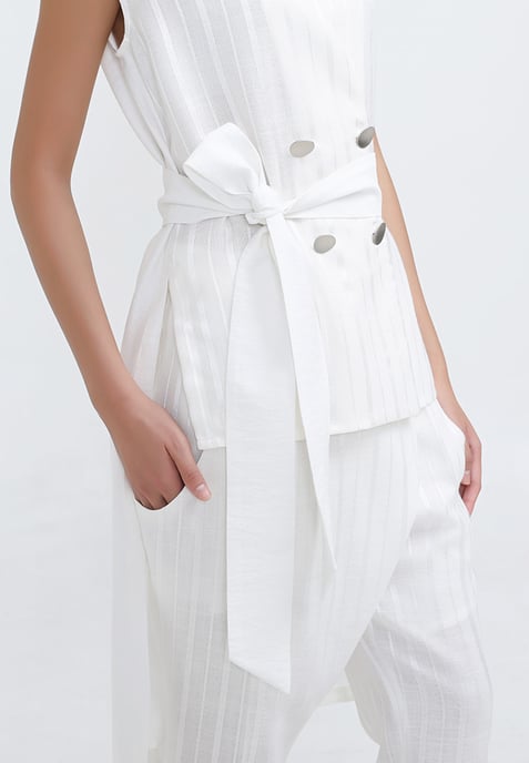 Long Bi-Material Tailored Waistcoat