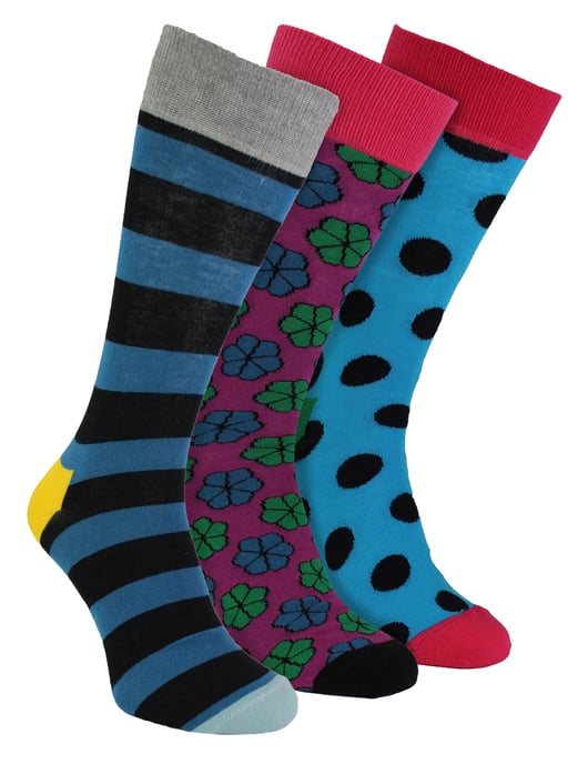 HS by Happy Socks - Heren 3-Pack Kleurrijke Gestreepte Dress Sokken - Brede Streep - Image 1
