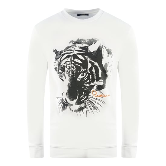 Cavalli Class Tijger Silhouette Logo Witte Trui - Image 1