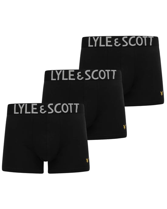 Lyle & Scott - Set van 3 boxershorts met satijnen tailleband in zwart - Image 1