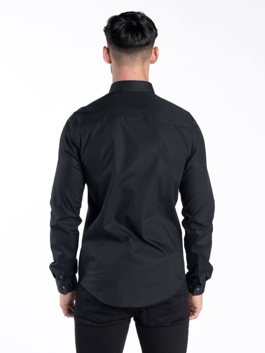 Luke 1977 Men's The Butchers Pencil Slim Fit Smart Shirt in Black