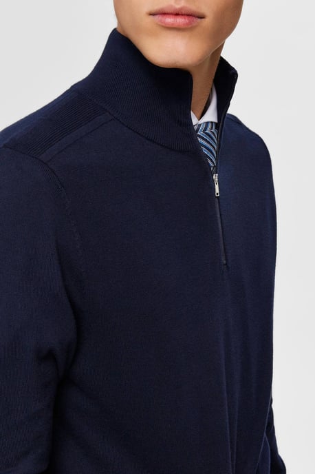 Selected Sweaters Berg Half Zip Cardigan Navy Blue