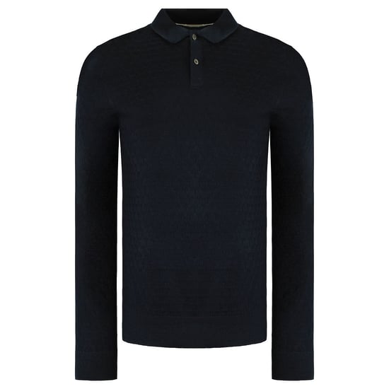 Ted Baker Morar Heren Navy Gebreid Polo Shirt - Image 1